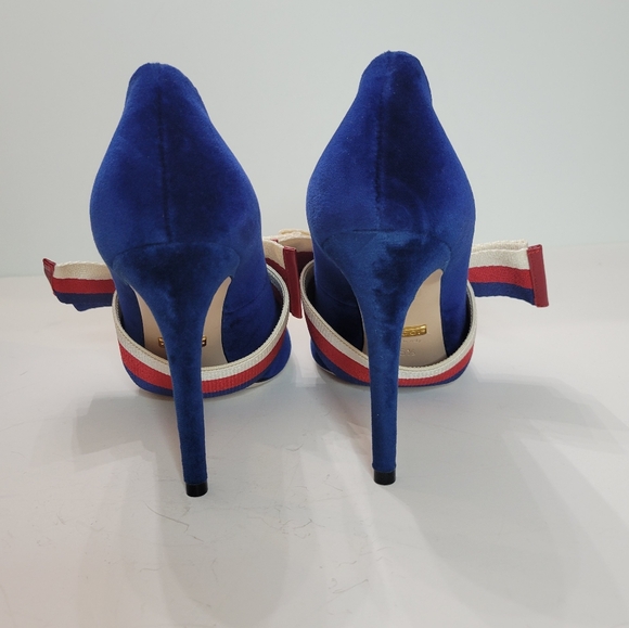 Gucci women's pumps with removable bow velvet size 35.5 NIB - Picture 3 of 9